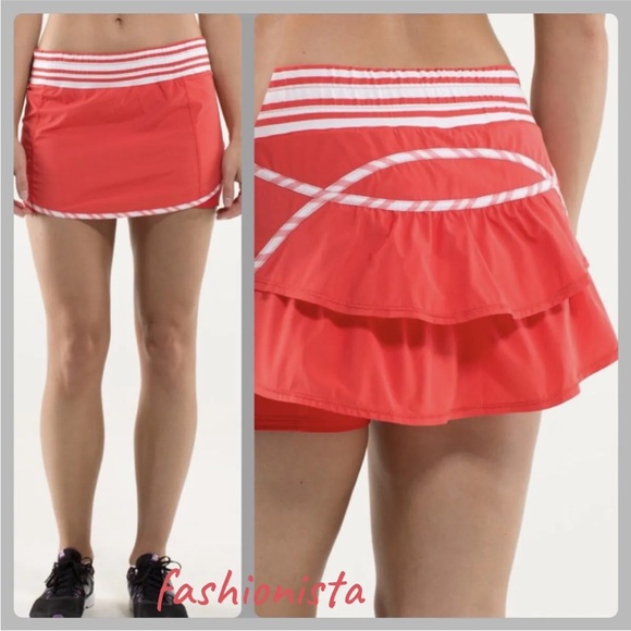 Lululemon Run: Track Attack Skirt- Stripe Love Red - Size 4,6,8
